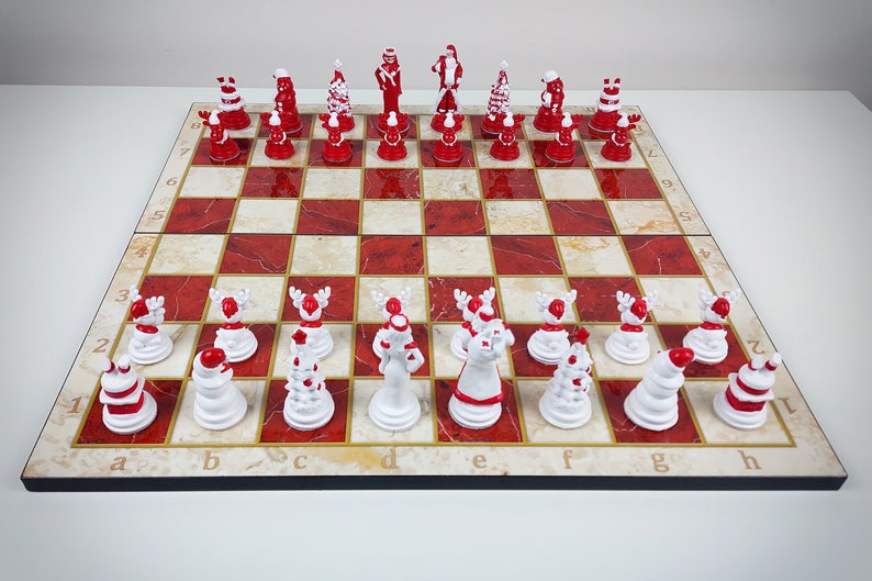 Christmas Chess Set Red and White Christmas Themed Chess Set Etsy