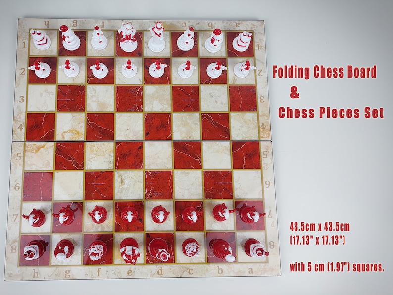 Christmas Chess Set Red and White Christmas Themed Chess Set Etsy