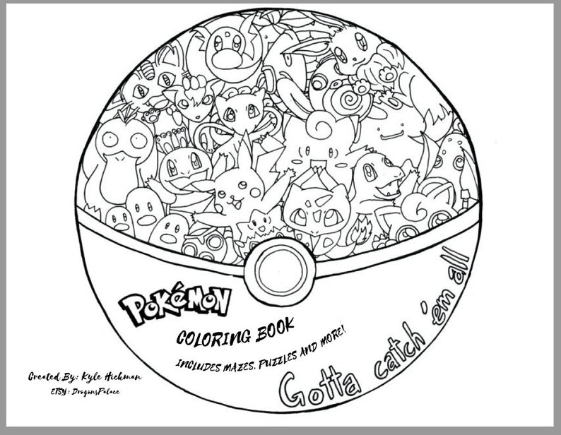 Printable Fun Filled Pokemon Coloring Book - Etsy