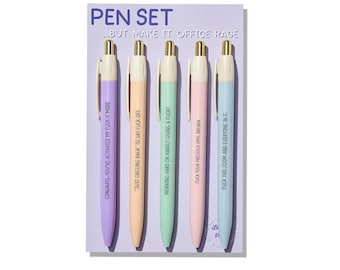 Office Rage Pens - Funny Work Corporate Set of 5 Ballpoint Pens