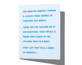 Syllabus Glance Funny Teacher Thank You Card