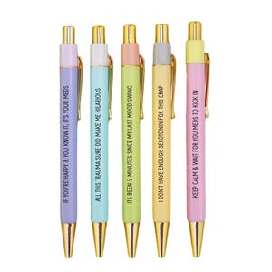 Mental Health Themed Funny Snarky Ballpoint Pens Set of 5