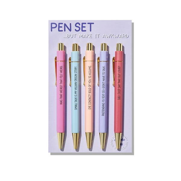 Awkward Introvert Social Anxiety Pens - Set of 5 Funny Ballpoint Pens