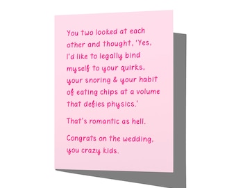 Romantic As Hell Funny Wedding Greeting Card