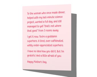 Tarjeta divertida del Día de la Madre de la película "Three Rooms Away"