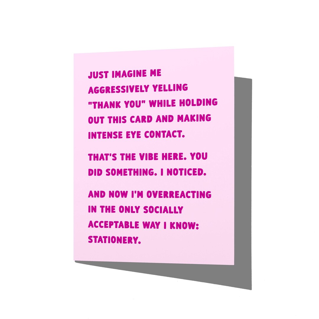 Aggressively Yelling Funny Thank You Card - Etsy