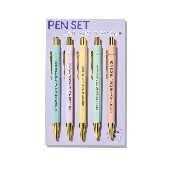 Profane Pens - Set of 5 Funny Swearing Ballpoint Pens