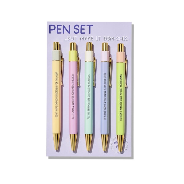 DSM-Chic Pens – Set of 5 Funny Mental Health Ballpoint Pens