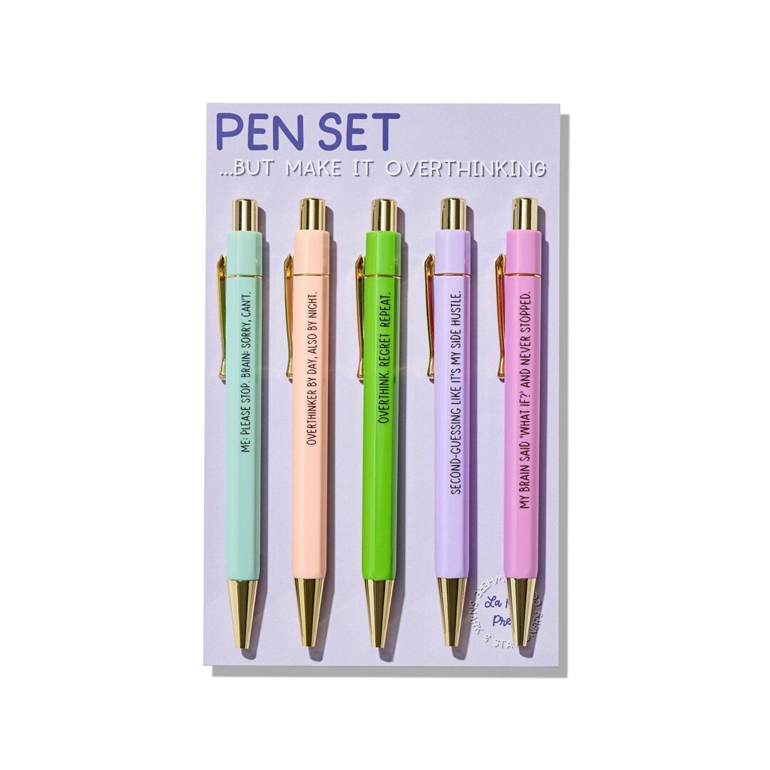 Overthinking Pens Overthinking Pens - Funny Set of 5 Ballpoint Pens for Anxious ...