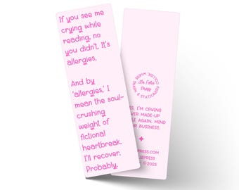 It's Allergies Romance Read Funny Glossy Bookmark