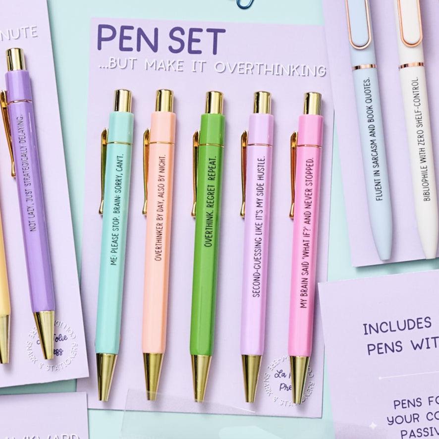 Overthinking Pens Overthinking Pens - Funny Set of 5 Ballpoint Pens for Anxious ...
