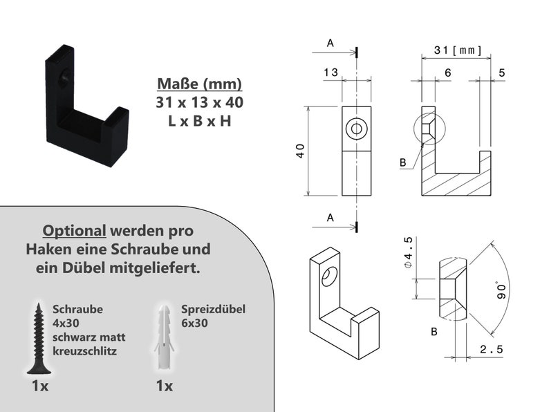 Kleiderhaken für Akustikpaneele Wandpaneele Garderobe Bild 4