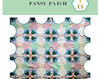 Pansy Patch: Patrón de colcha de flores - Patrón de colcha en PDF - Descarga digital - Patrón de colcha tradicional