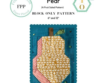 Patrón de pera: Ensalada de frutas (SOLO bloque en PDF) - Descarga digital - Plantillas de bloques de papel de Foundation Paper Pieced
