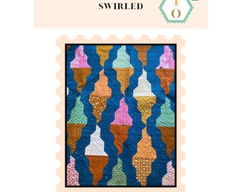 Remolino: Patrón de colcha de helado de 152 x 241 cm (60" x 95") - Descarga digital en PDF - Ideal para principiantes