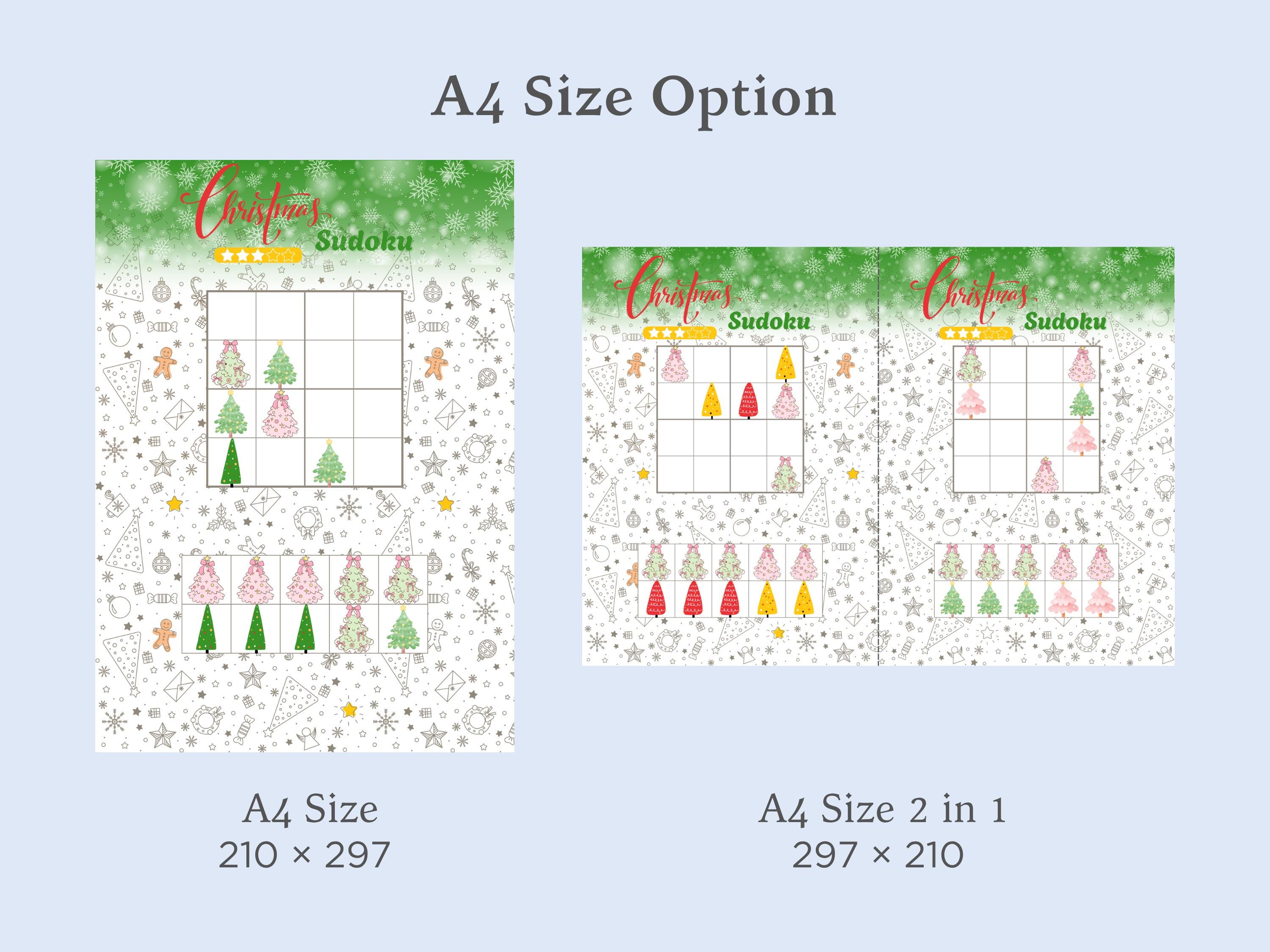 4x4 Christmas Sudoku Printable Kids Winter Activity Picture Sudoku for ...