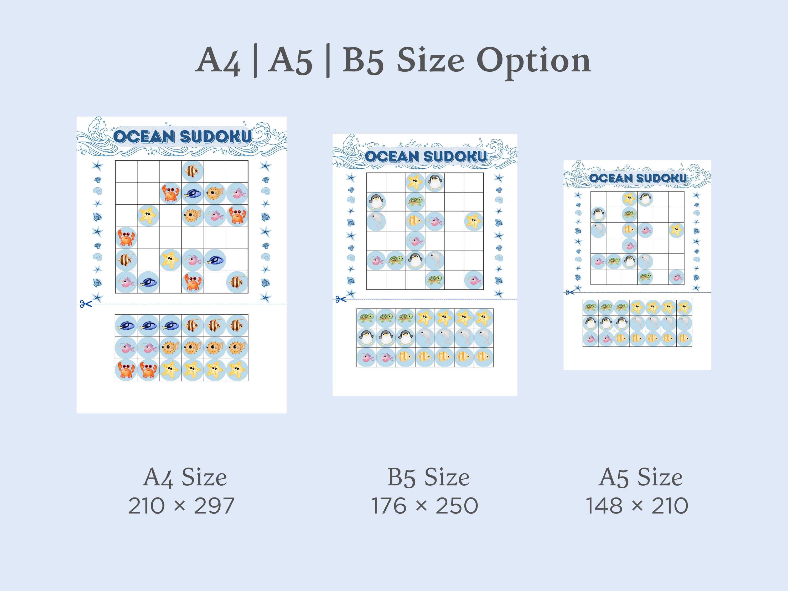 Ocean Animal 6x6 Sudoku Printable Kids Summer Logic Activity Picture ...