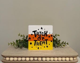 Candy Corn Trick or Treat Halloween Tiered Tray Sign