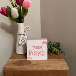 Bunny Kisses Easter Tiered Tray Wooden Sign