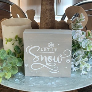 Let it Snow Mini Winter Wood Tiered Tray Sign