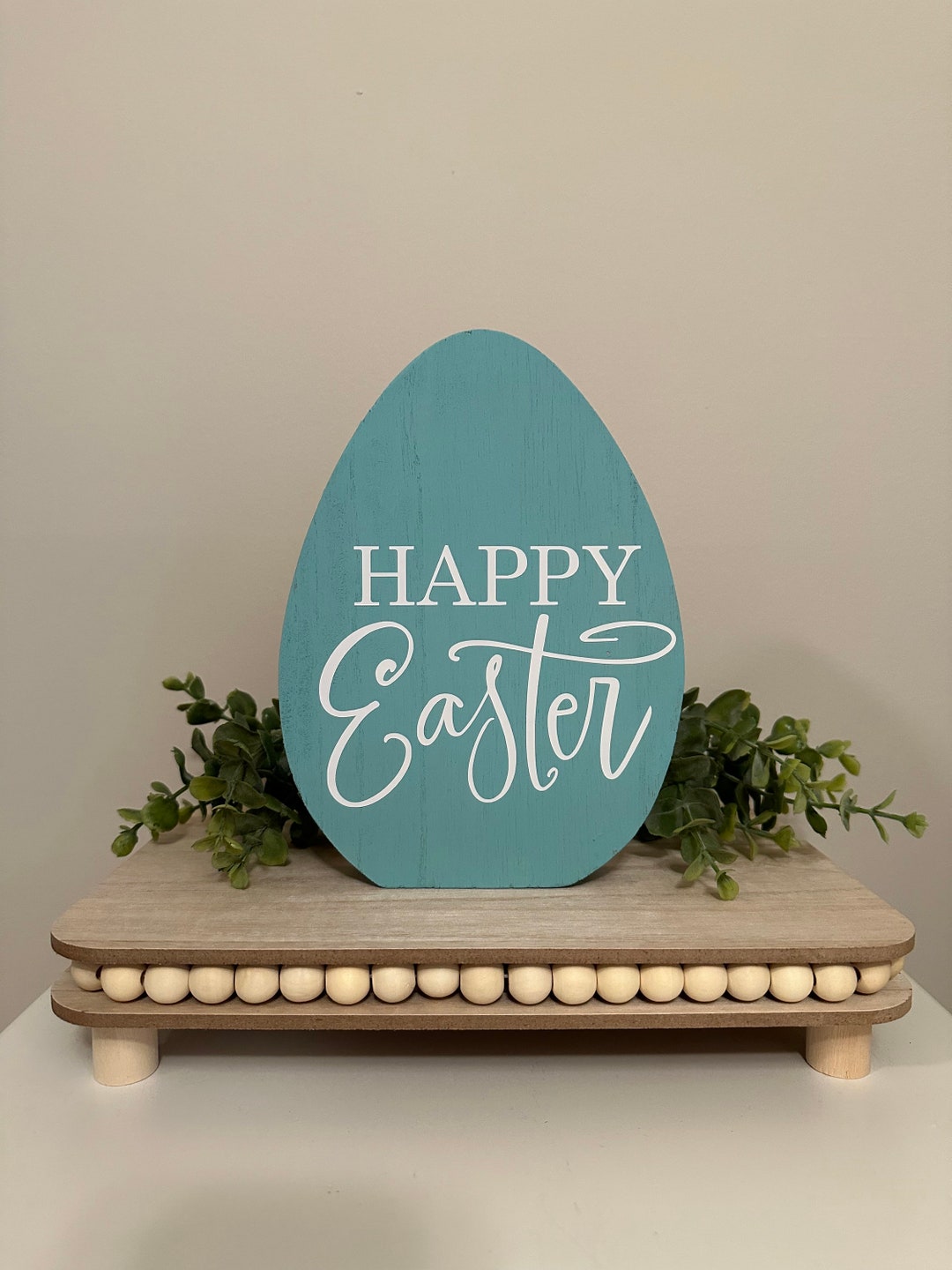 Happy Easter Wooden Easter Egg Sign Etsy