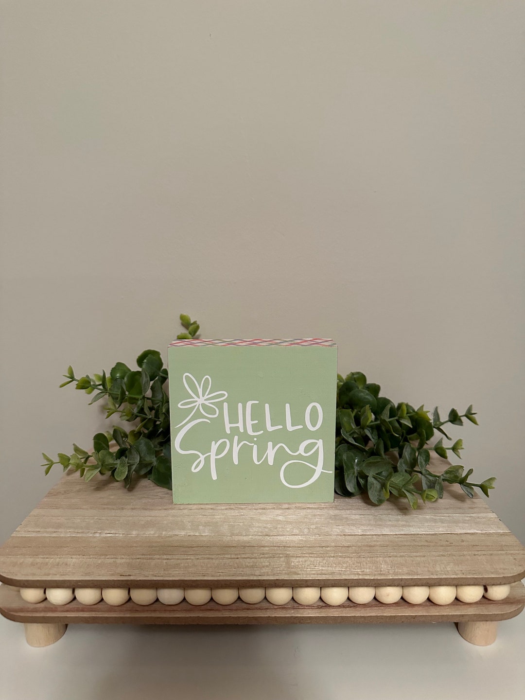Pastel Hello Spring Mini Wooden Tiered Tray Sign - Etsy