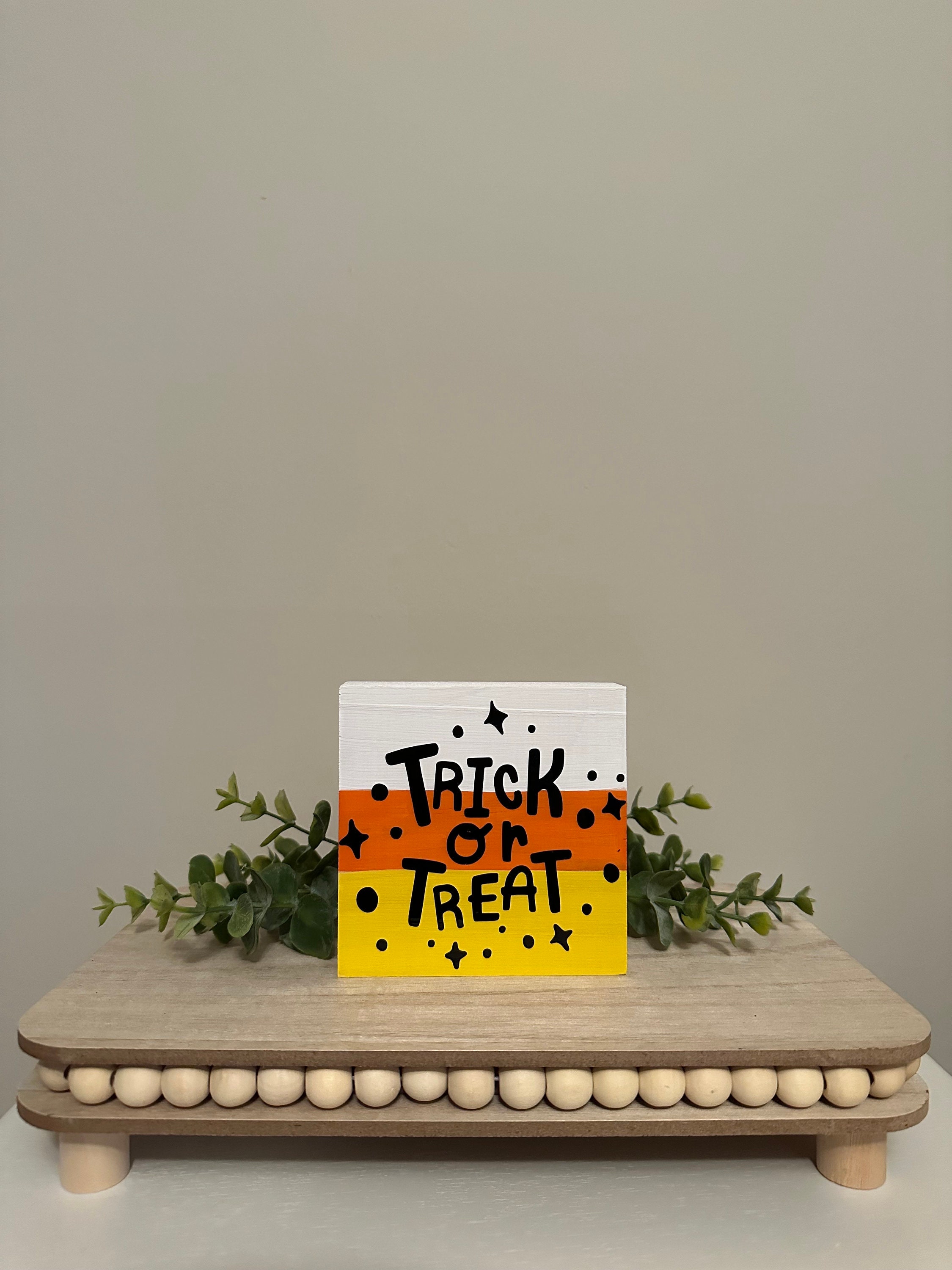 Candy Corn Trick or Treat Halloween Tiered Tray Sign - Etsy