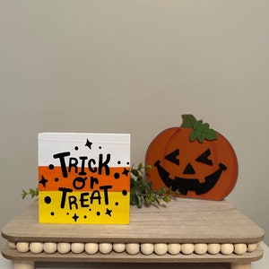 Candy Corn Trick or Treat Halloween Tiered Tray Sign - Etsy