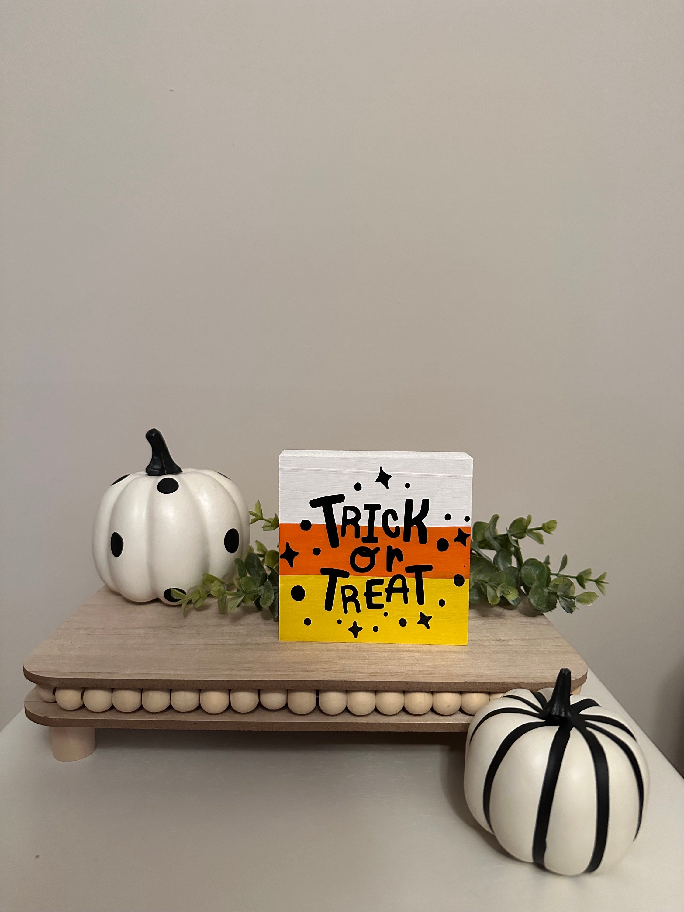Candy Corn Trick or Treat Halloween Tiered Tray Sign - Etsy