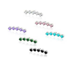 16g- 18g Estremità filettata: Titanio Crecent Cluster Incastonatura a griffe Zirconia cubica Estremità filettata, filettatura piercing cartilagine elica