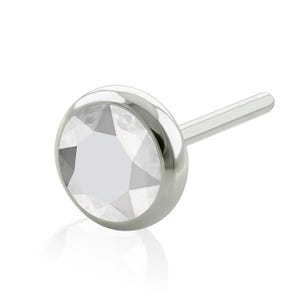 Accesorios sin rosca: Engaste de bisel de titanio de grado de implante Gema blanca Tamaño de pasador de 0,46 mm compatible con respaldos RUWSE