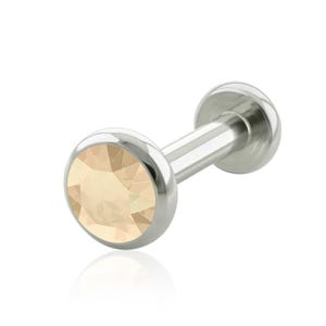 Extremidade rosqueada e implante de grau de titânio amarelo mel com ajuste de bisel plano com extremidade com cartilagem de labret posterior PEQUENA roscada de 16g ou 18g