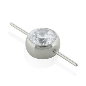 Threadless Accessories Implant Grade Titanium end Bezel setting Cubic Zirconia double pin for Barbell