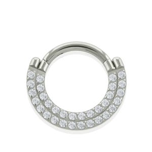 Piercing de septum double face avant en titane, 16 g, zircone cubique étoilée, Daith, anneau de piercing pour le lobe, anneau à charnière, cliquet sur le devant en zircone cubique.