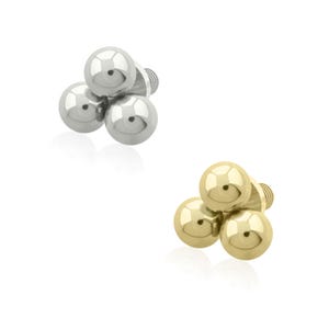 16g-18g Implant Grade Titanium and Plated Gold Titanium TRI beads end 0.9mm threading pattern works with 18g and 16g threaded backs
