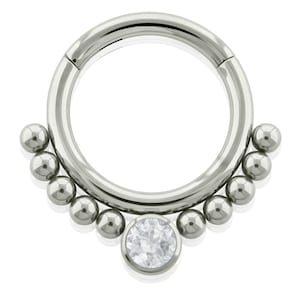 16g Titânio Tiffany Frente Multijoia, Septo de zircônia cúbica, Cartilagem, Argola para piercing de lóbulo, Argola articulada, Cristal frontal, brinco.