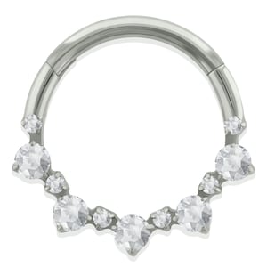 16g Titânio Cinco Galáxias Frente Multijoia, Septo de zircônia cúbica, Cartilagem, Argola para piercing de lóbulo, Argola articulada, Cristal frontal, brinco.
