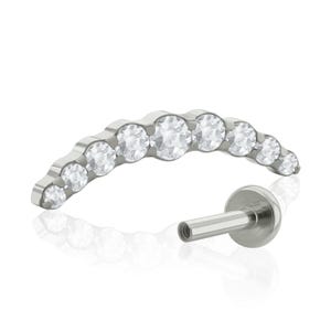 Threaded End Labret Implant Grade Titanium Cubic Zircon Prong set Nine Crystal Cluster 16g -18g BIG Back cartilage piercing helix jewelry