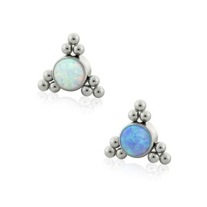 16g-18g Thread Accessorie Titanium Triple TRI Bezel setting Opal cluster 0.9mm threading pattern works with 18g and 16g threaded backs