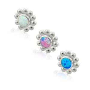 16g-18g Thread Accessories: Titanium Sun Bezel setting Opal 0.9mm threading pattern. It works with 18g and 16g threaded backs