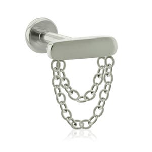 Pendiente colgante de titanio de grado de implante de 16 g a 18 g con cadena doble rectangular y rosca de 16 a 18 g para piercing en el lóbulo de la oreja y el cartílago de la espalda