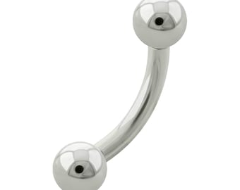 10g Implant Grade Titanium Curved Barbell internally threaded, basic Navel Curves, Christina, thick piercings, 10g Crotch jewelry.