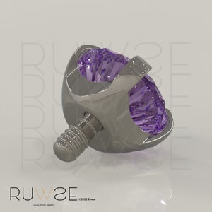 Threaded End & Labret: Implant Grade Titanium Purple Cubic Zircon Prong-set END with 16g or 18g Threaded Labre SMALL Back labret cartilage image 3