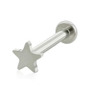 18g-16g Implant Grade Titanium Threaded Star END & Labret, 16g or 18g SMALL Flat Back, (Top and Bottom) for earlobe piercings