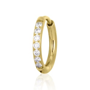 18G Pair Implant Grade Plated Gold Titanium Thick Hoop Earrings with Side FACING Cubic Zirconia