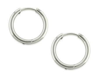 A Pair of 18g Implant Grade Titanium Hoop Earrings 2.0mm thick outside layer.