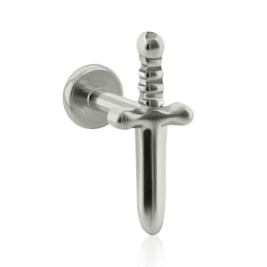 Pendiente de titanio de grado de implante de 16 g a 18 g con extremo de espada redondo y rosca de 16 g a 18 g para labio, parte posterior grande con parte posterior plana, joyería para perforación del lóbulo de la oreja