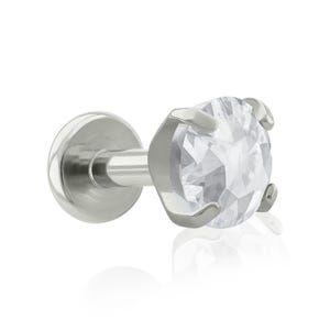 14g Internally THREADED Implant Grade Titanium and Prong-setting Cubic Zirconia Conch stud, lobe earring, minimalistic cartilage Ear Studs
