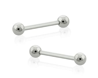 A Pair of 14g Straight Barbells in Titanium. Internally threaded Nipple Piercing jewelry straight Barbell Nippple jewelry