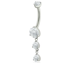Piercing Nombril Titane Longita – 14 G, Tige 10 Mm, Zircone Cubique Et Opale, Hypoallergénique, Filetage Interne
